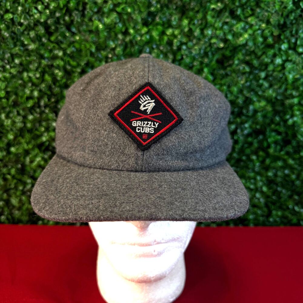 Grizzly Cubs Hat Gray Wool Snapback Adult Cap Adjustable Flat Brim